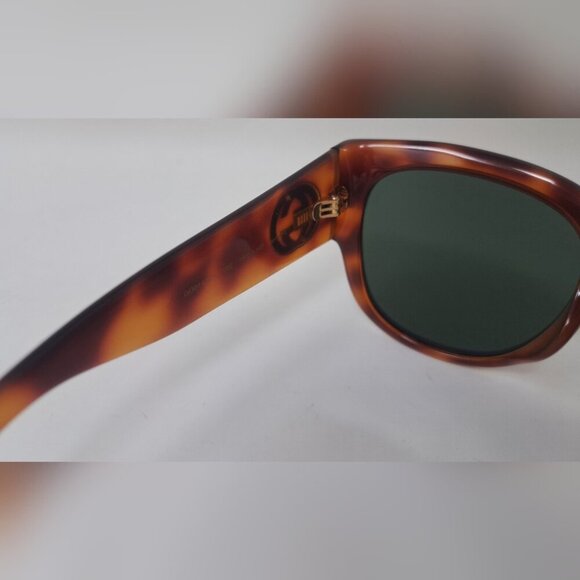 Gucci Womens Sunglasses Havana Green Gold Big Logo Square GG0142SA 002 55-20-140 - Picture 12 of 16